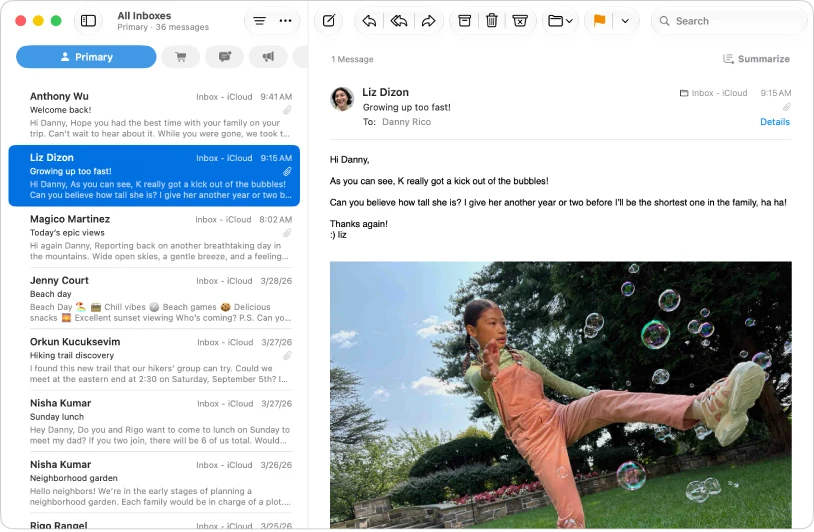 Apple Mail official product illustration showing its email interface