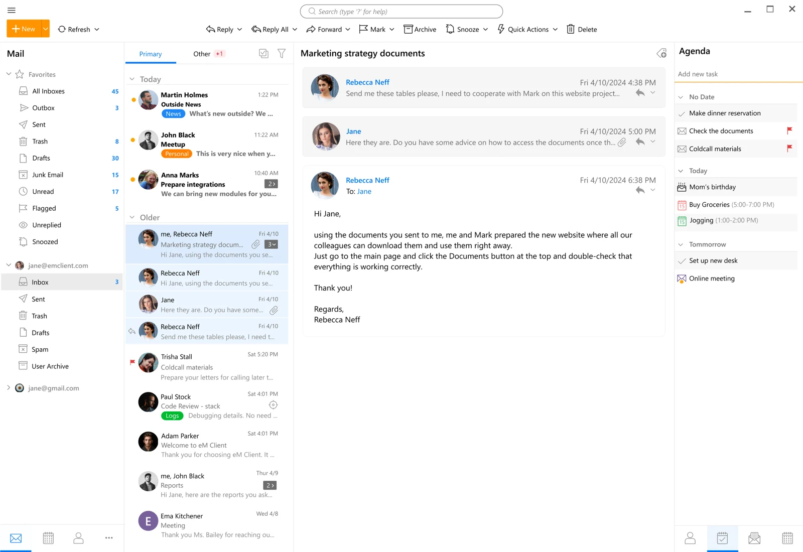 eM Client official product illustration showing its email interface