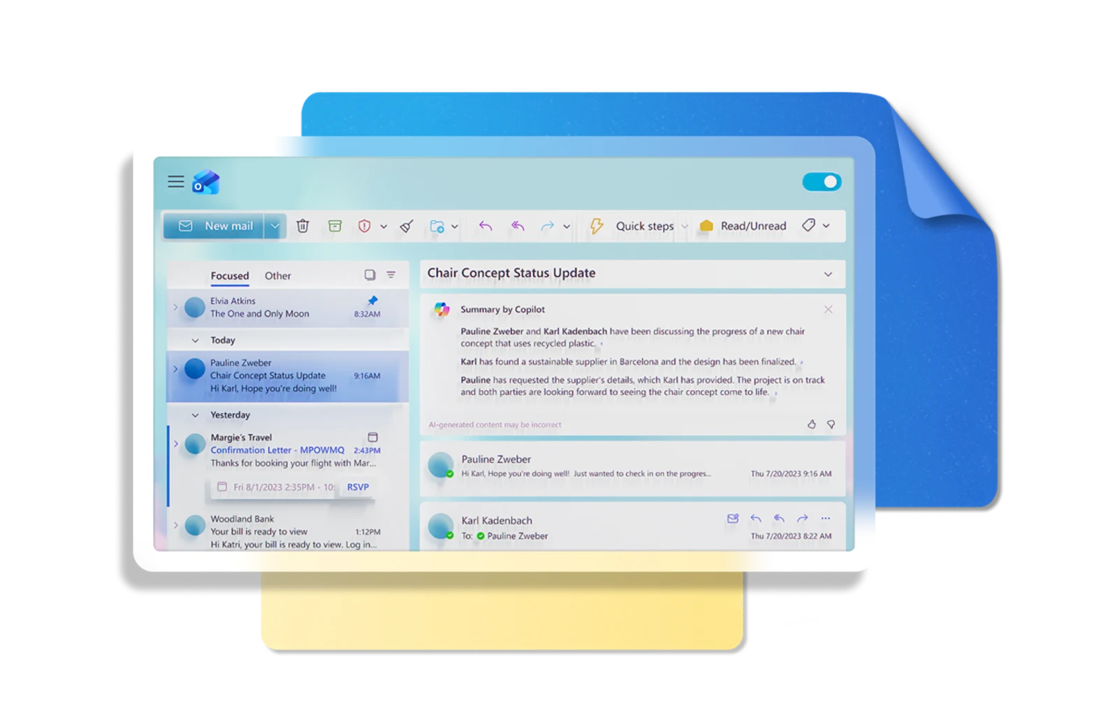Microsoft Outlook official product illustration showing its email interface