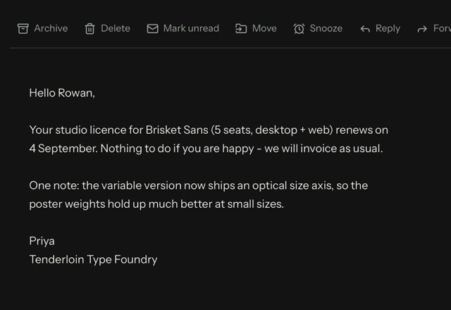 Reviewed for MailVault version 2.20.0 The toolbar of the open message is shown, a quick actions preset is picked in Settings, and the toolbar then shows a different set of actions. · Reviewed for MailVault version 2.20.0