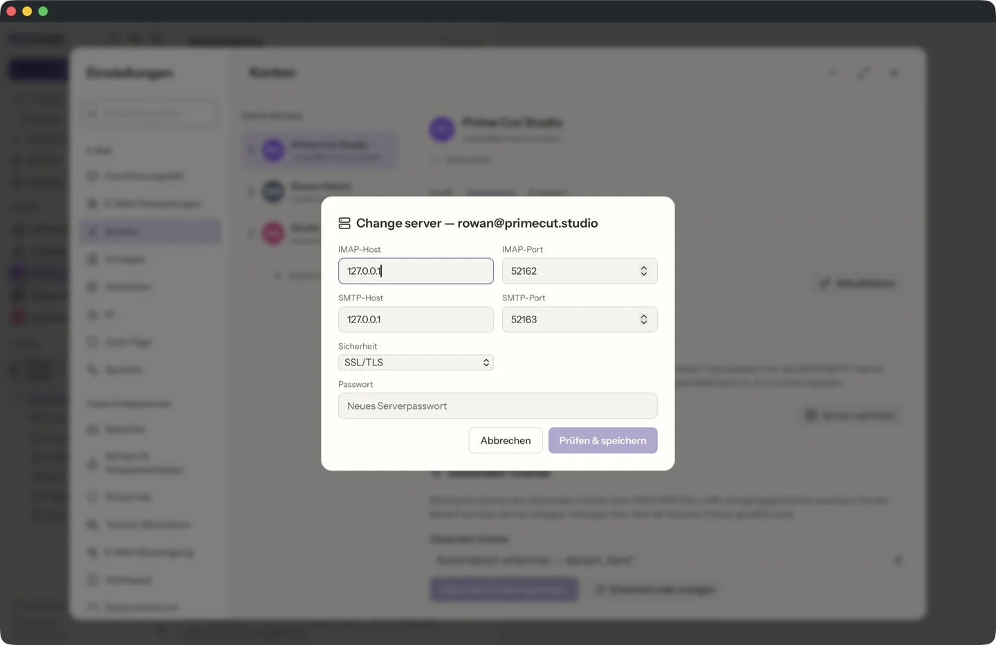 Geführter Serverwechsel in MailVault · MailVault version 2.16.0