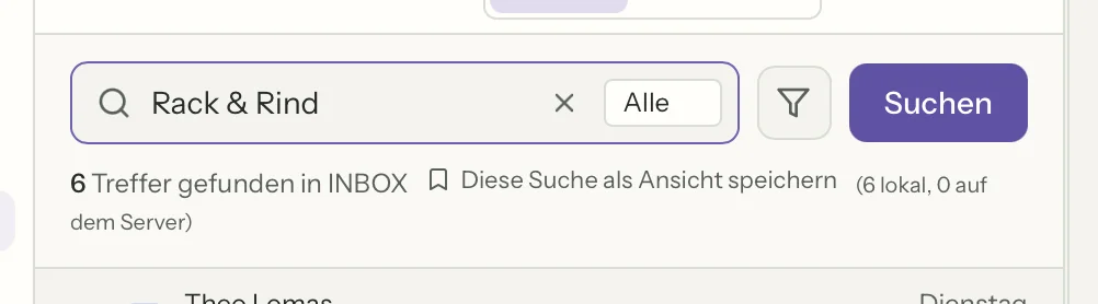 Suche in MailVault, Nahaufnahme
