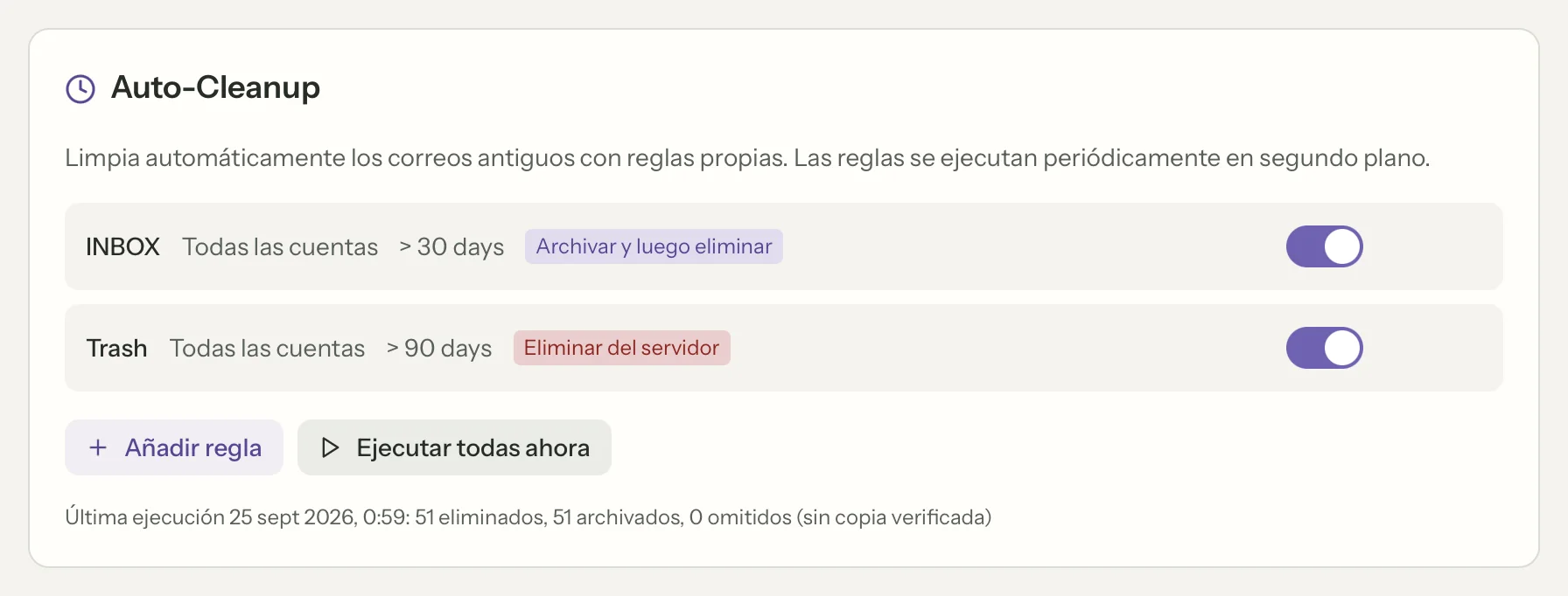 Archivar y eliminar en MailVault, de cerca