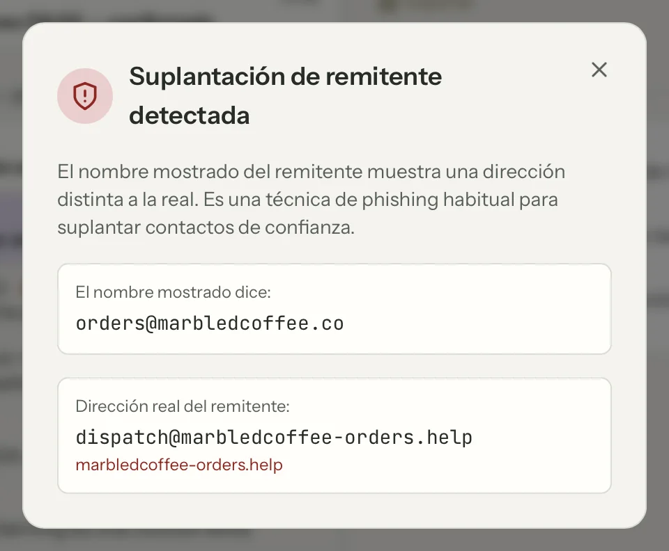 Verificación del remitente en MailVault, de cerca