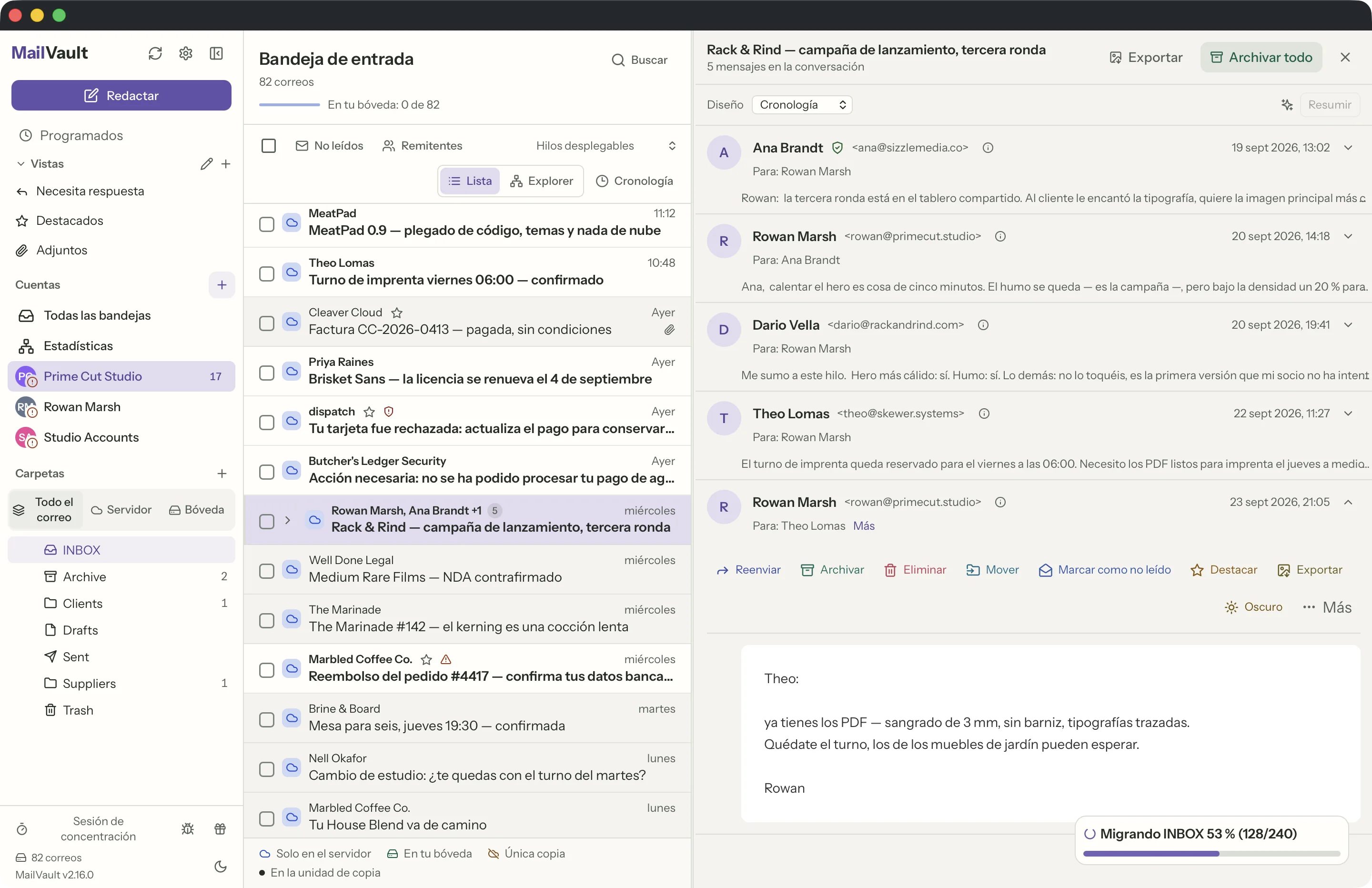 Verificación del remitente en la ventana de MailVault