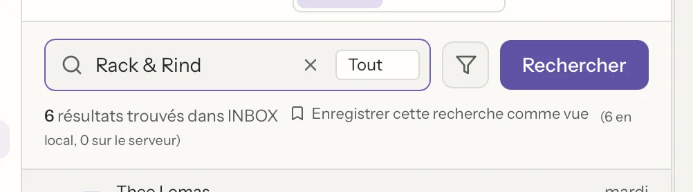 Recherche dans MailVault, en gros plan