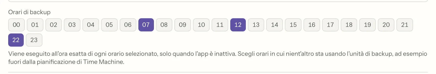 Backup automatici pianificati in MailVault, primo piano