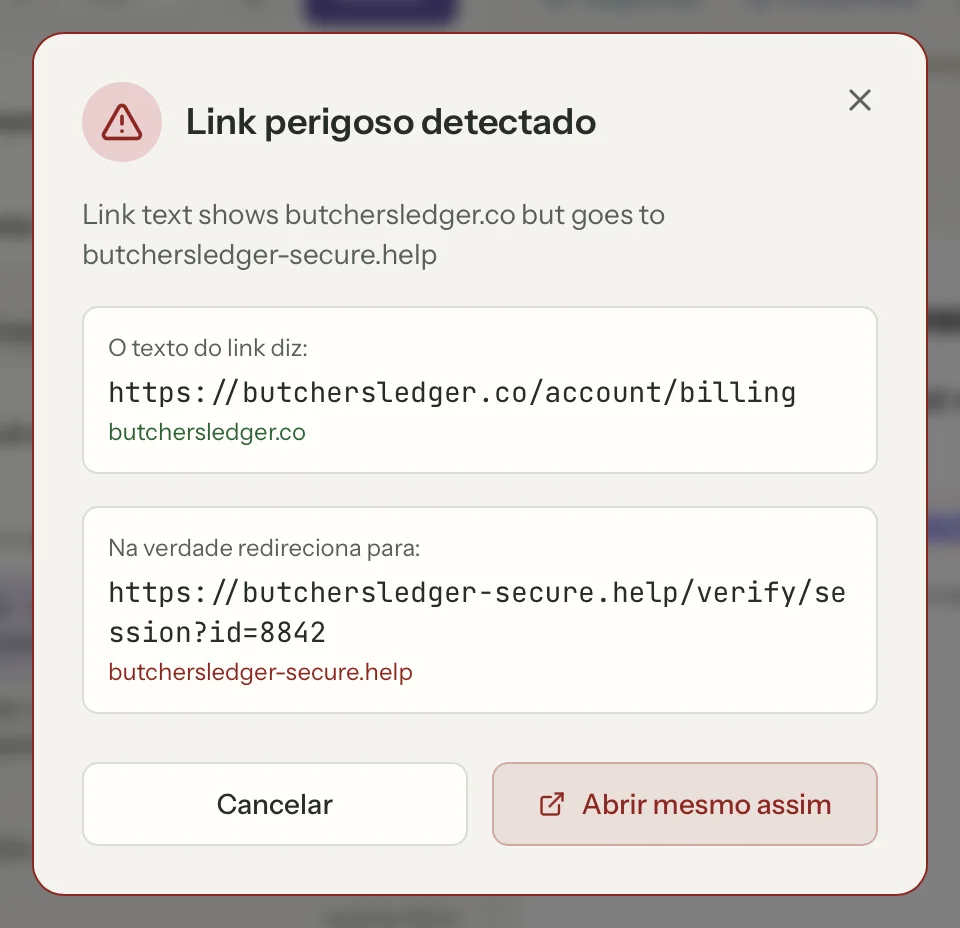 Segurança de links no MailVault, em detalhe
