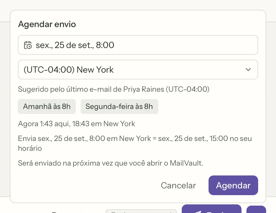 Envio agendado no MailVault, em detalhe