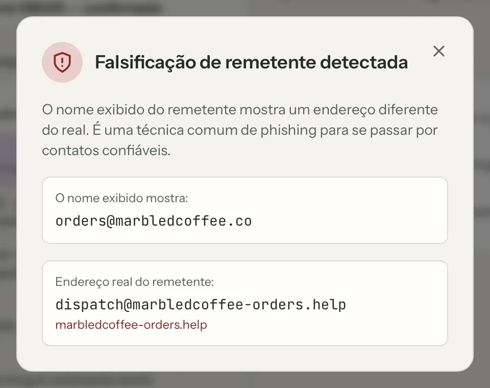 Verificação do remetente no MailVault, em detalhe