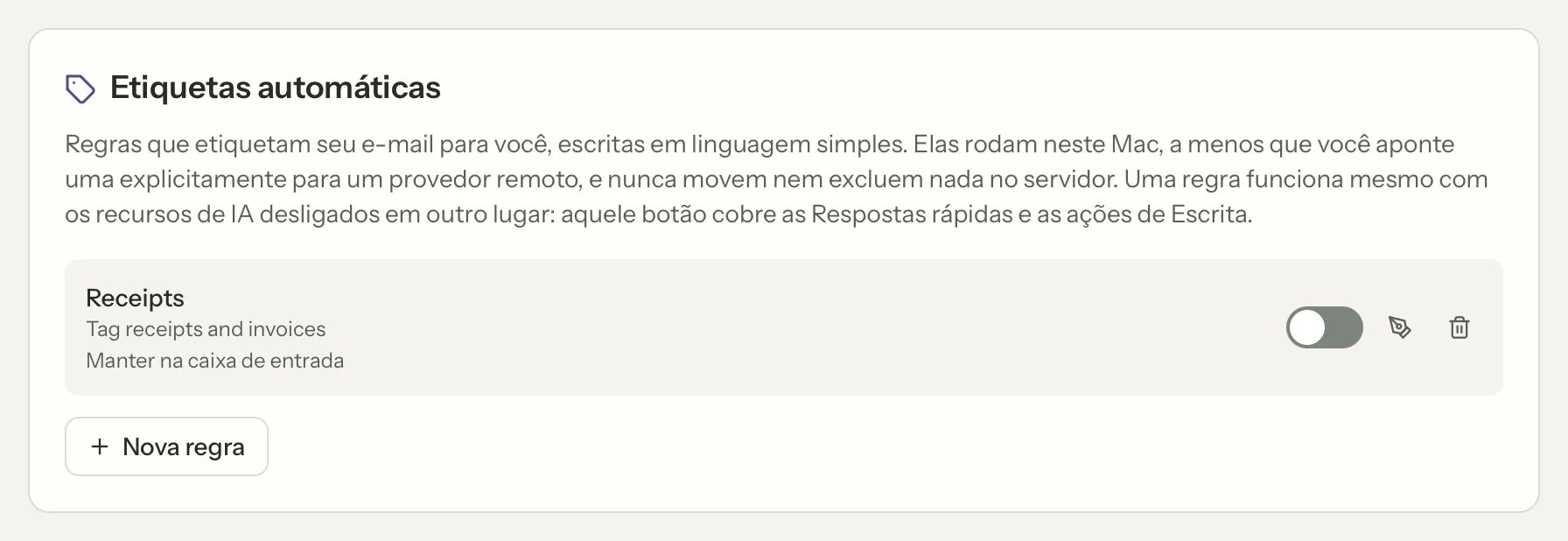 Regras de etiquetas no MailVault, em detalhe