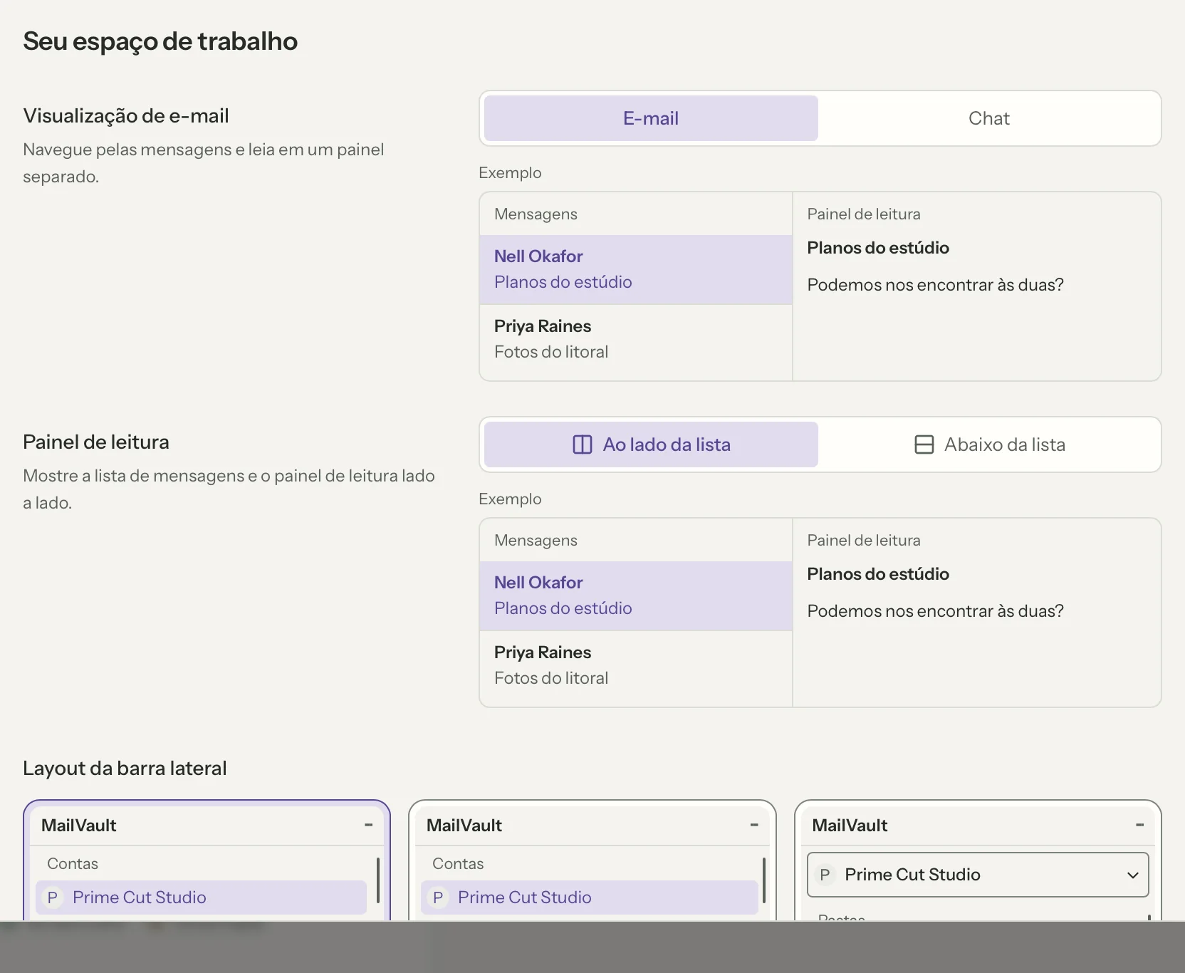 Layouts no MailVault, em detalhe
