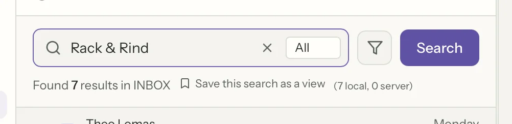 Search in MailVault, close up