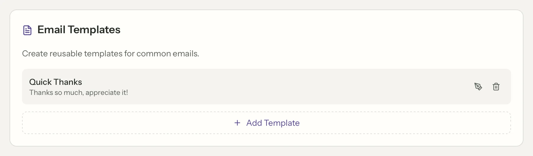 Templates in MailVault, close up